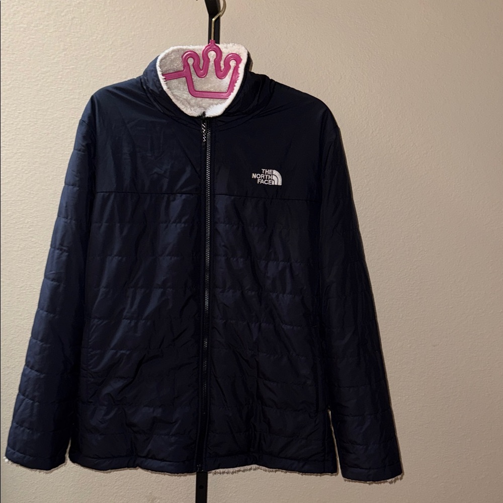 The North Face Dark Blue/Cream Reversible Puffer Winter Jacket Women’s Size XXL